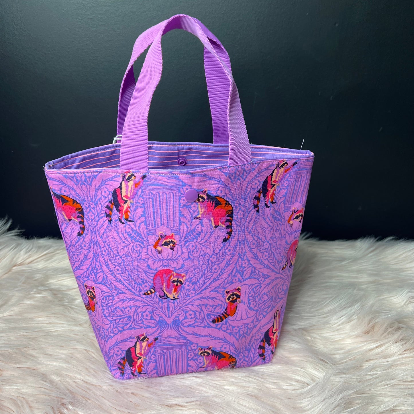 Trash Panda Pink/ Purple Project Bag with Handles raccoon