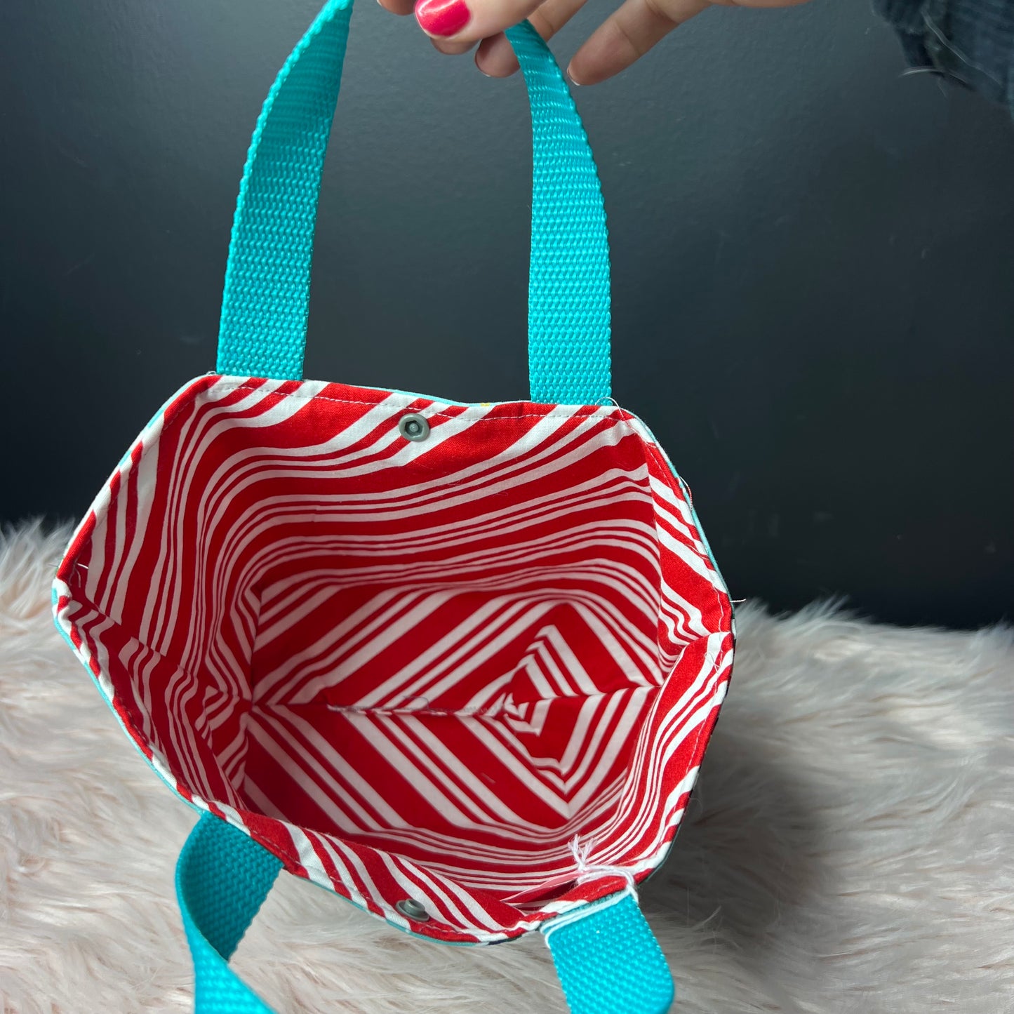 Aqua Christmas Village Project Bag with Handles