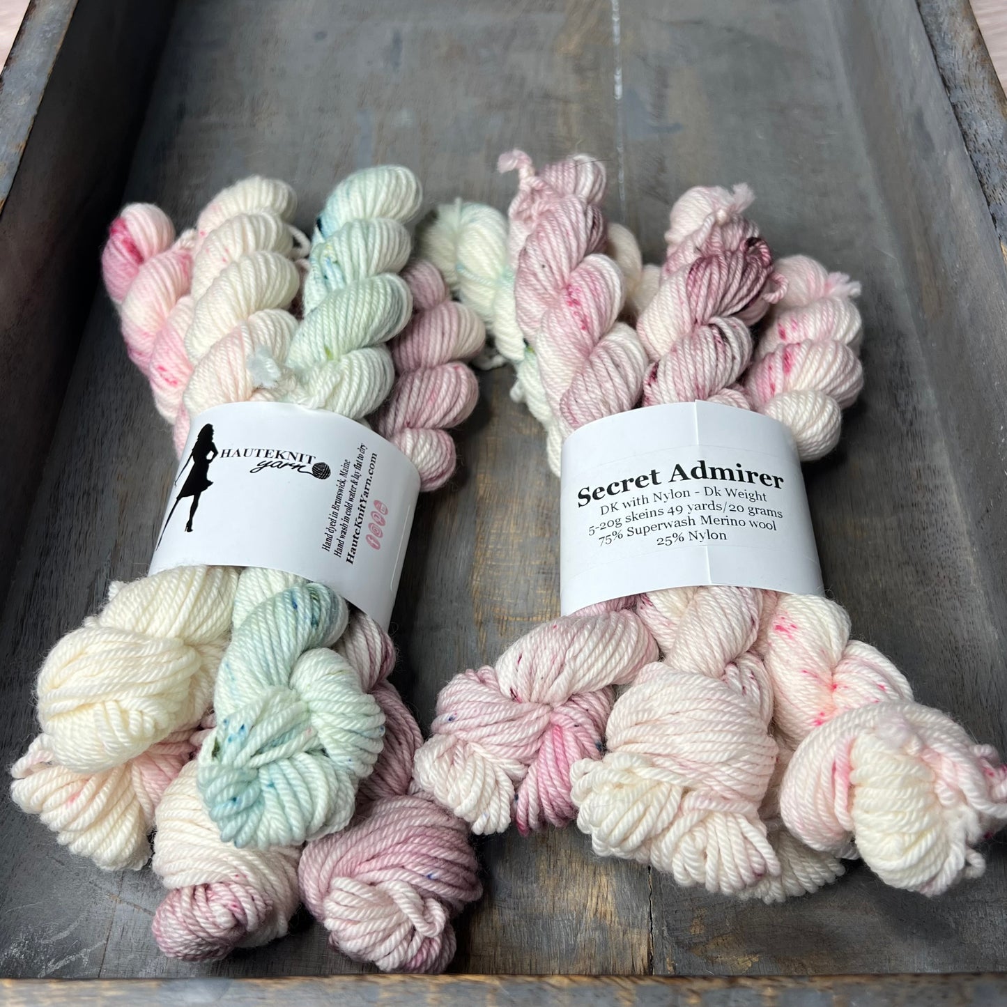 DK With Nylon 5-20g skeins Secret Admirer , mini skein set