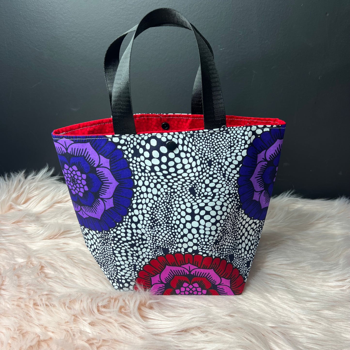 Purple & Red Floral Project Bag with Handles