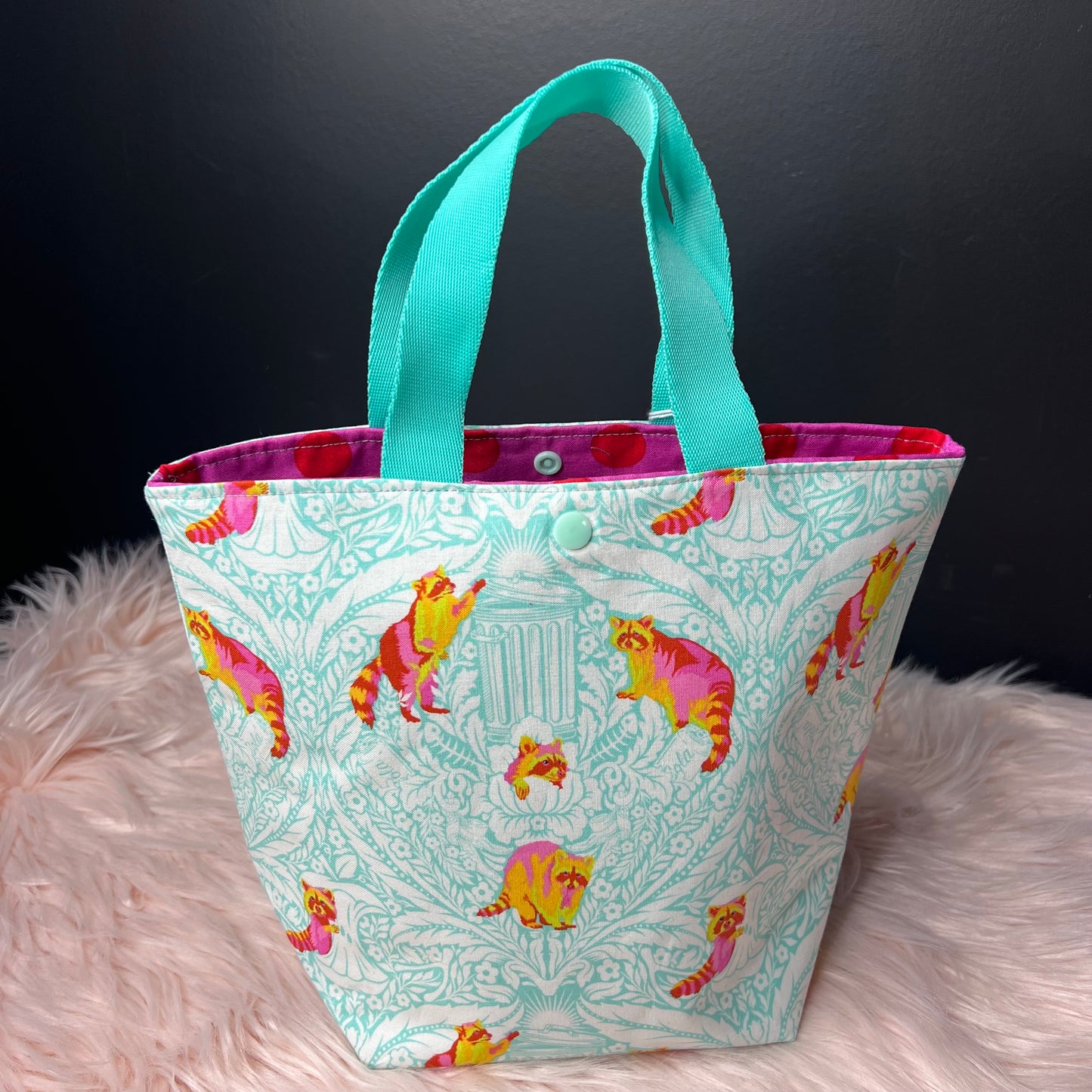 Trash Panda Aqua Project Bag with Handles raccoon
