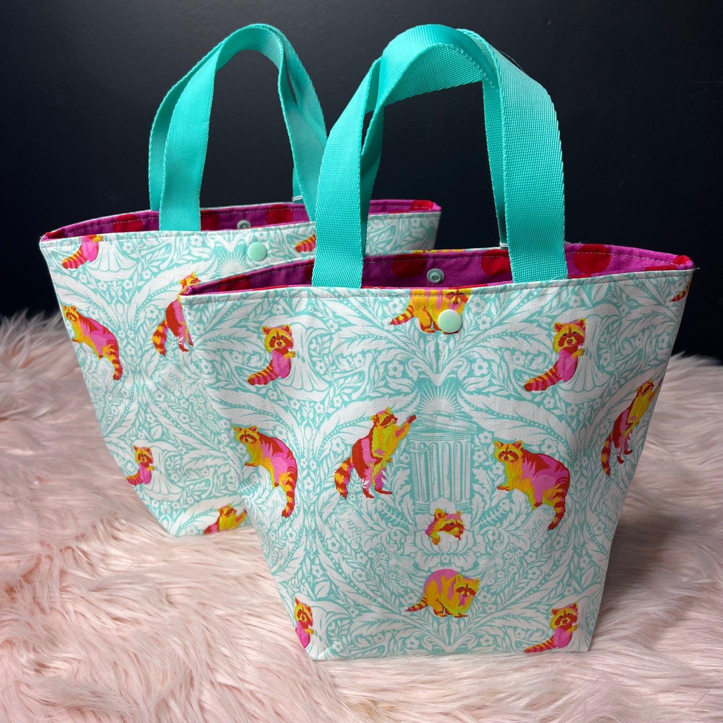 Trash Panda Aqua Project Bag with Handles raccoon