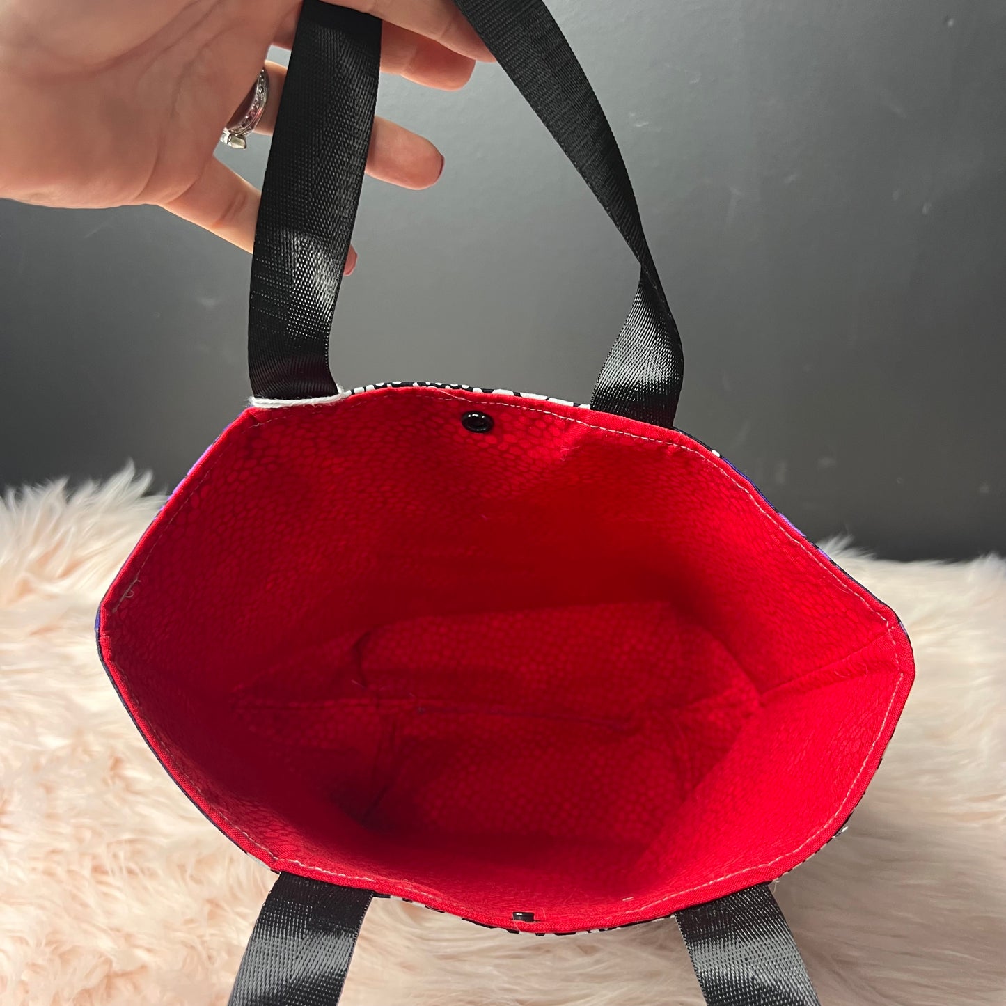 Purple & Red Floral Project Bag with Handles