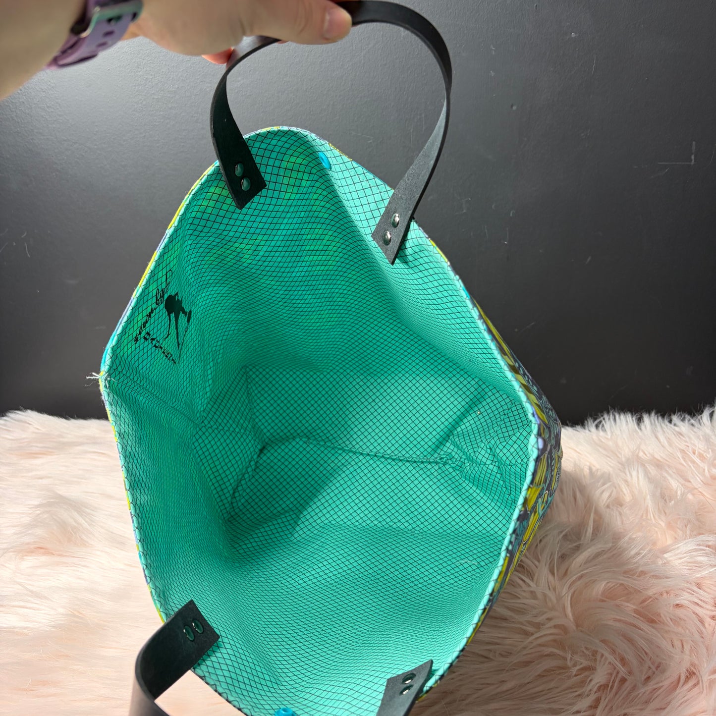 The Atelier Bag - HOOTIE PATOOTIE STARLIGHT - Large Project Bag- Faux Leather Handles - Made To Order