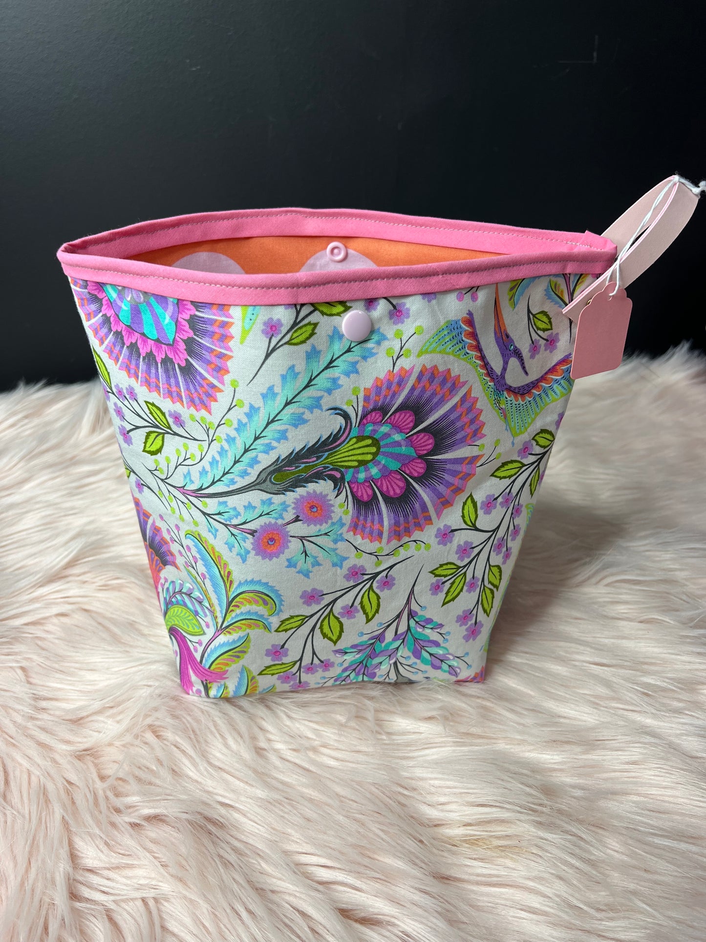 Pteranodon Project Bag with Pink Trim