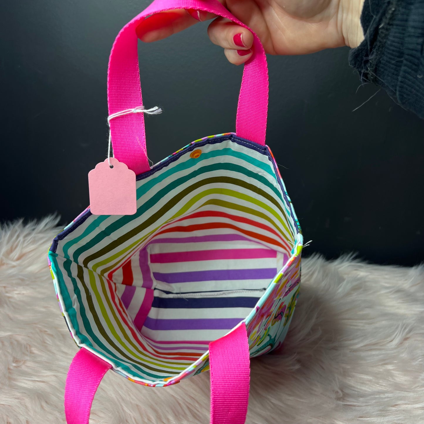 Kitten on Aqua Project Bag with Handles
