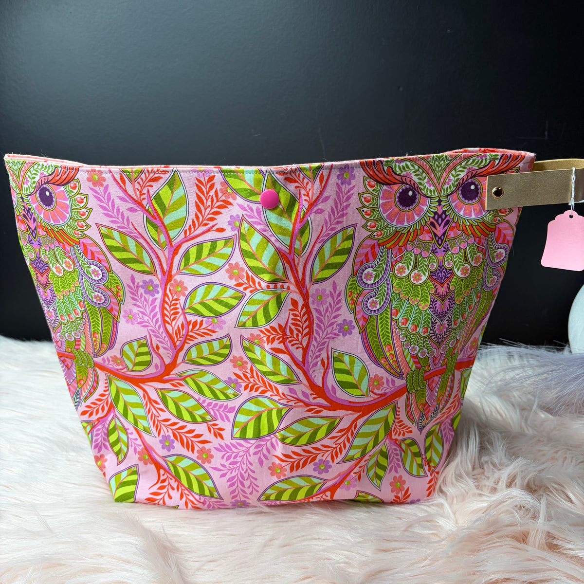 The Atelier (Large) Project Bag with Loop Pink & Orange Hootie Patootie