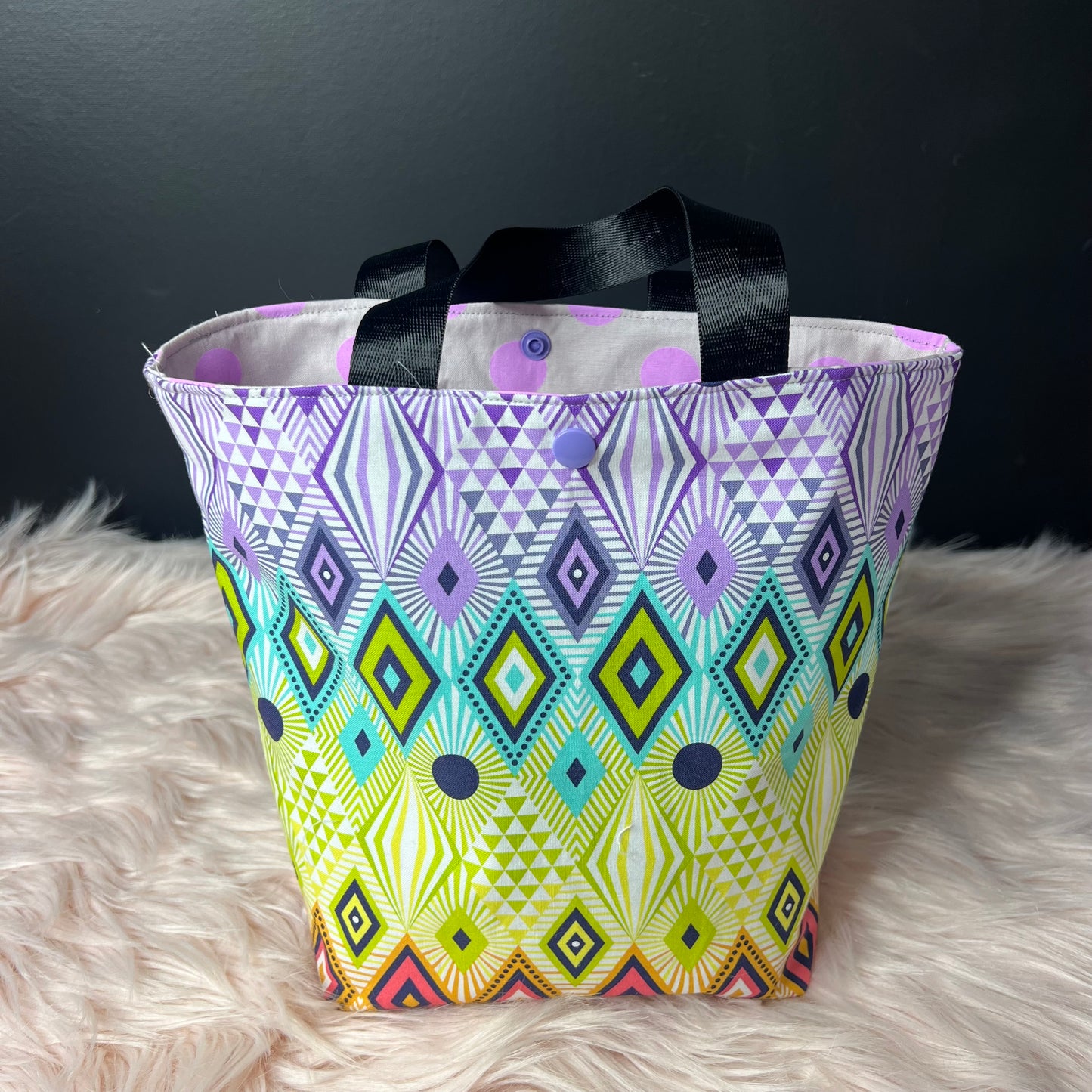 Geometric Project Bag with Black Handles