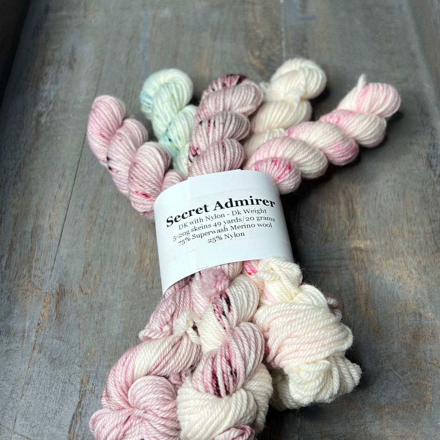 DK With Nylon 5-20g skeins Secret Admirer , mini skein set