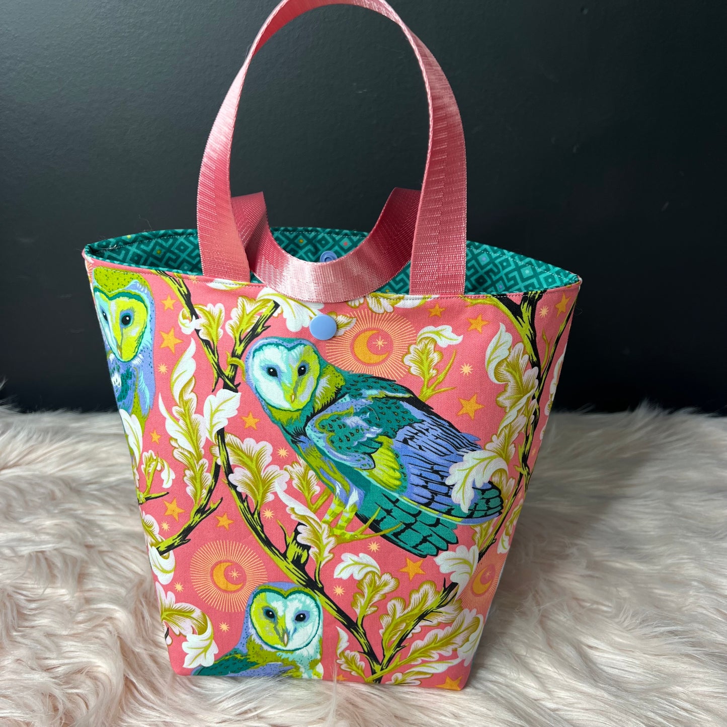 The Studio Bag Night Owl Project Bag with Pink Handles