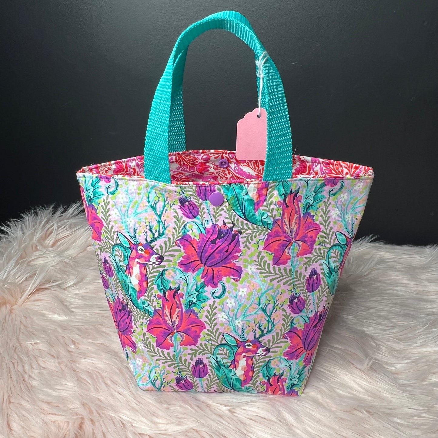 Teal Deer Project Bag with Handles