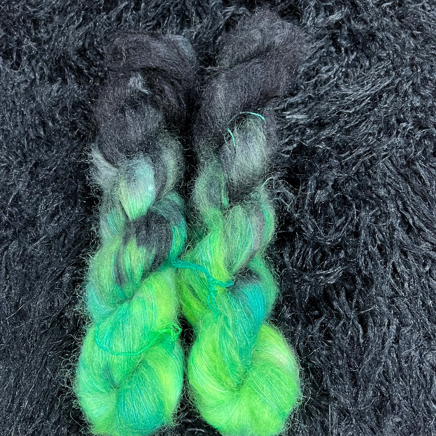 Vivienne Slub Fingering & Abigail Mohair Lace matching sets (skeins available individually)- Grass In The Dark