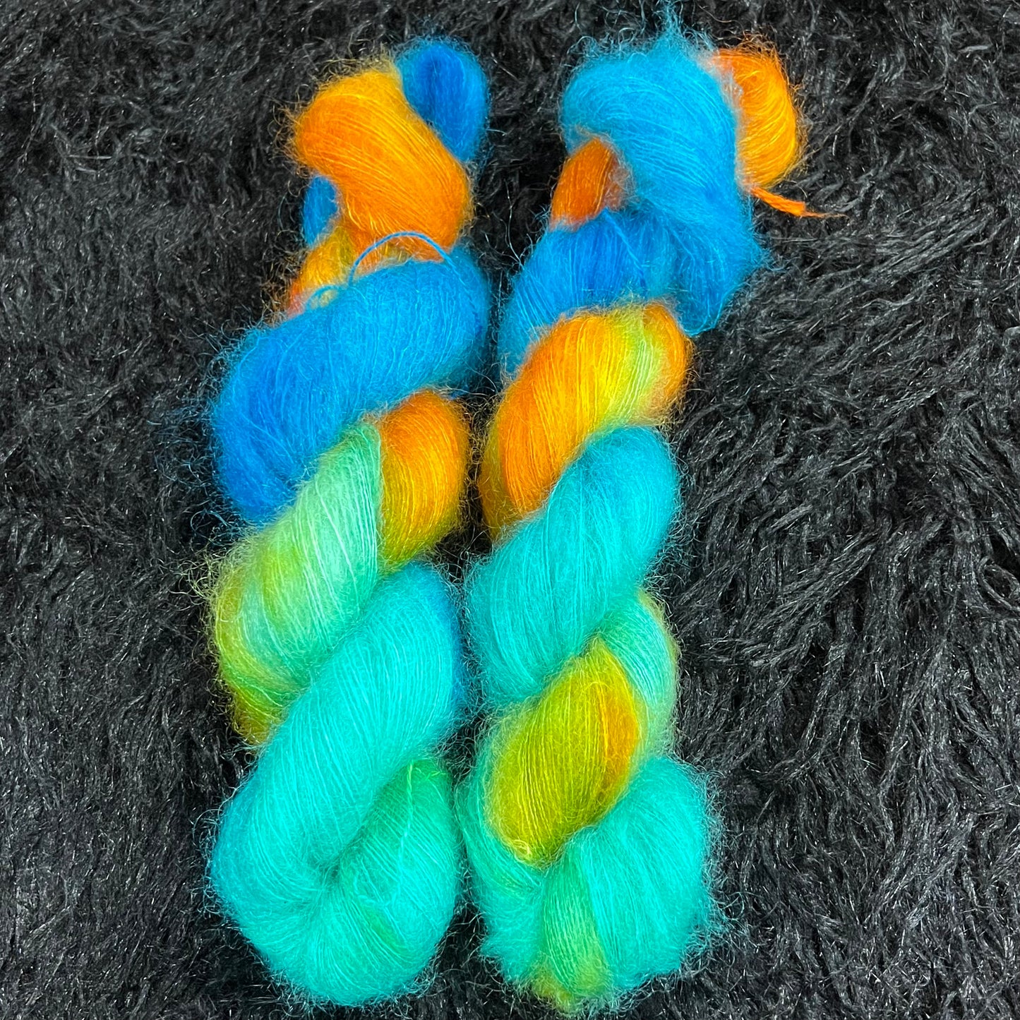 Vivienne Slub Fingering & Abigail Mohair Lace matching sets (skeins available individually)- Azure Sunset