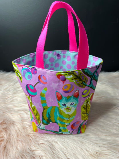 Big Kitten on Purple Project Bag with Handles