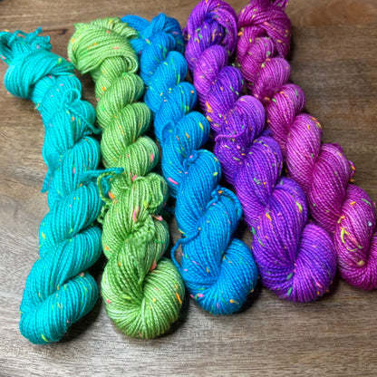 Betsy Neon Tweed Sock 5-20g skein set- Electric Garden