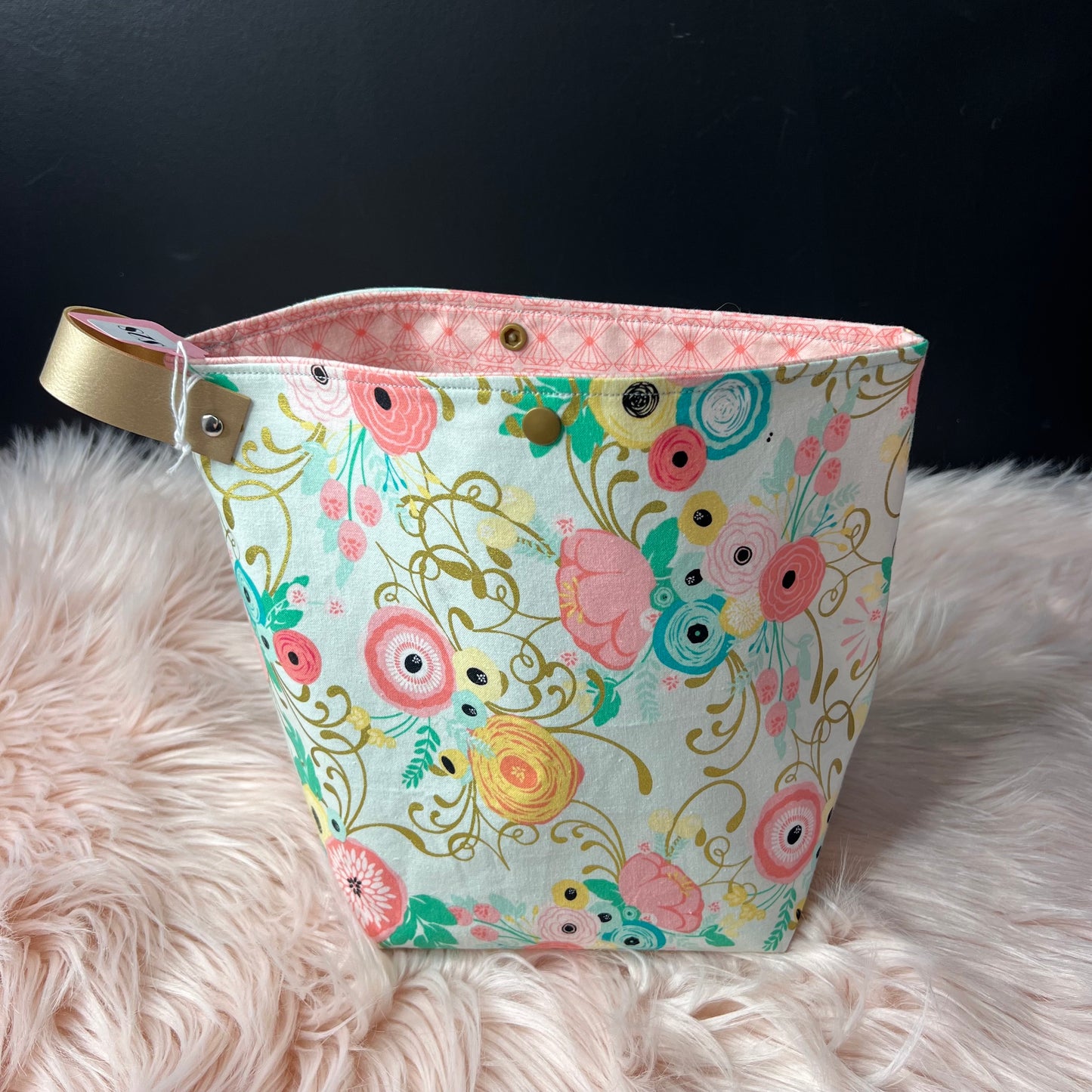 Floral with Gold Project Bag with loop