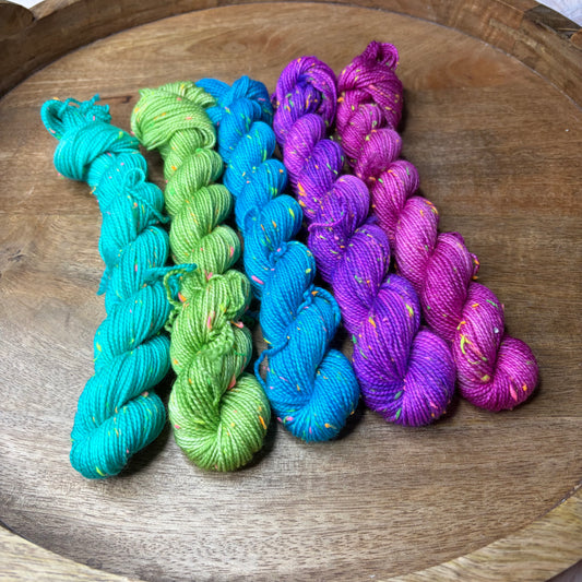 Betsy Neon Tweed Sock 5-20g skein set- Electric Garden