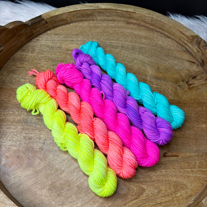 DK With Nylon 5-20g skein set- Neon Rainbow