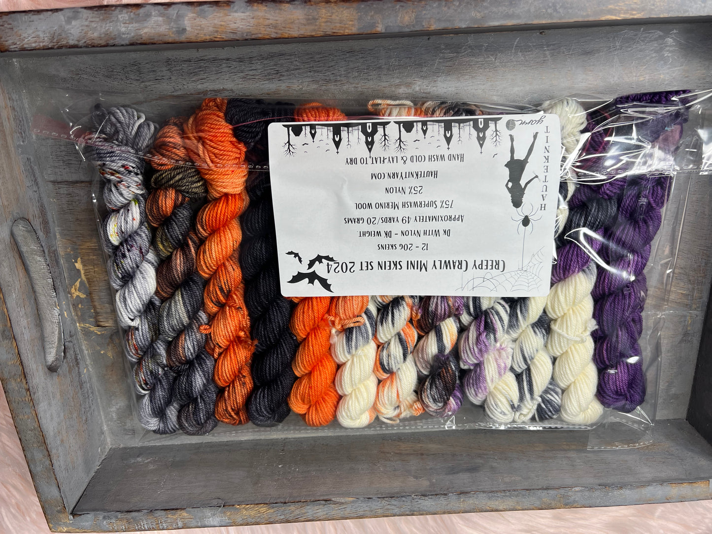 HauteKnitYarn Creepy Crawly Mini Skein Set Traditional Halloween colors