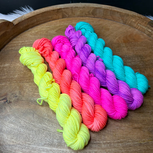 DK With Nylon 5-20g skein set- Neon Rainbow