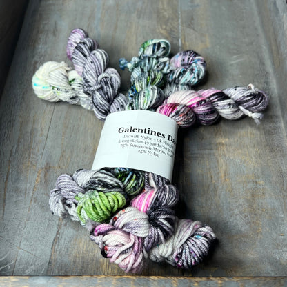 DK With Nylon 5-20g skeins Galentines , mini skein  set