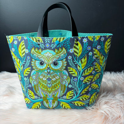 The Atelier Bag - HOOTIE PATOOTIE  STARLIGHT - Large Project Bag- Faux Leather Handles - Made To Order