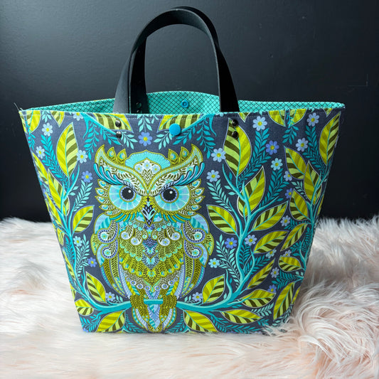 The Atelier Bag - HOOTIE PATOOTIE  STARLIGHT - Large Project Bag- Faux Leather Handles - Made To Order