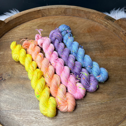 Betsy Neon Tweed Sock 5-20g  skein set- Tropical Sunset
