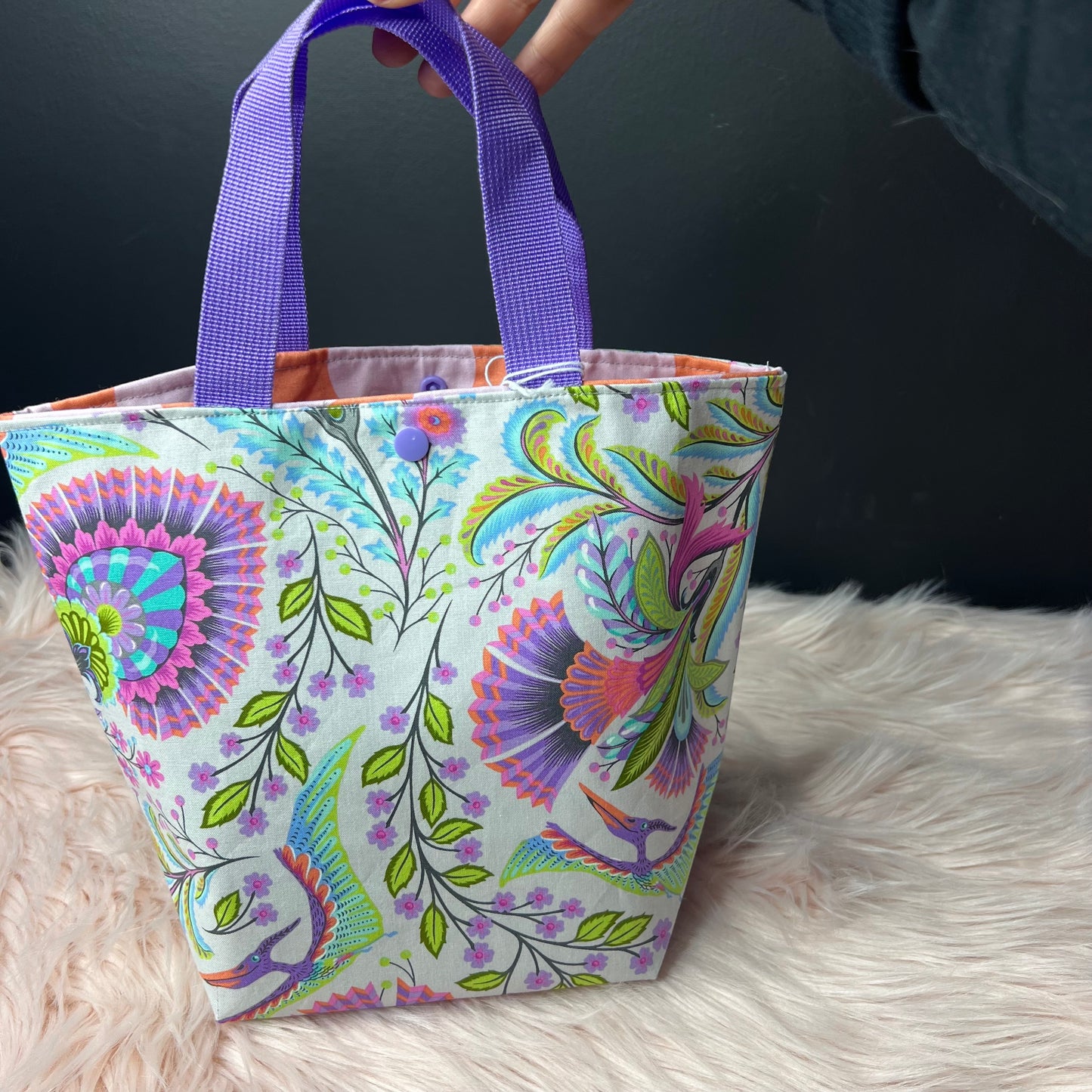 Pteranodon Project Bag with Purple Handles