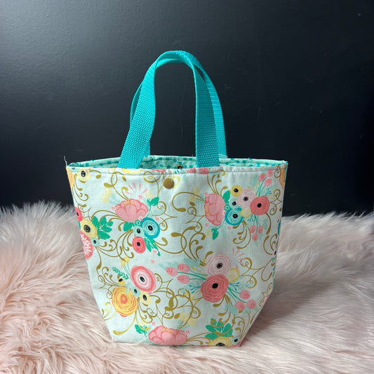 Floral with Gold Bag Project Bag with  Handles