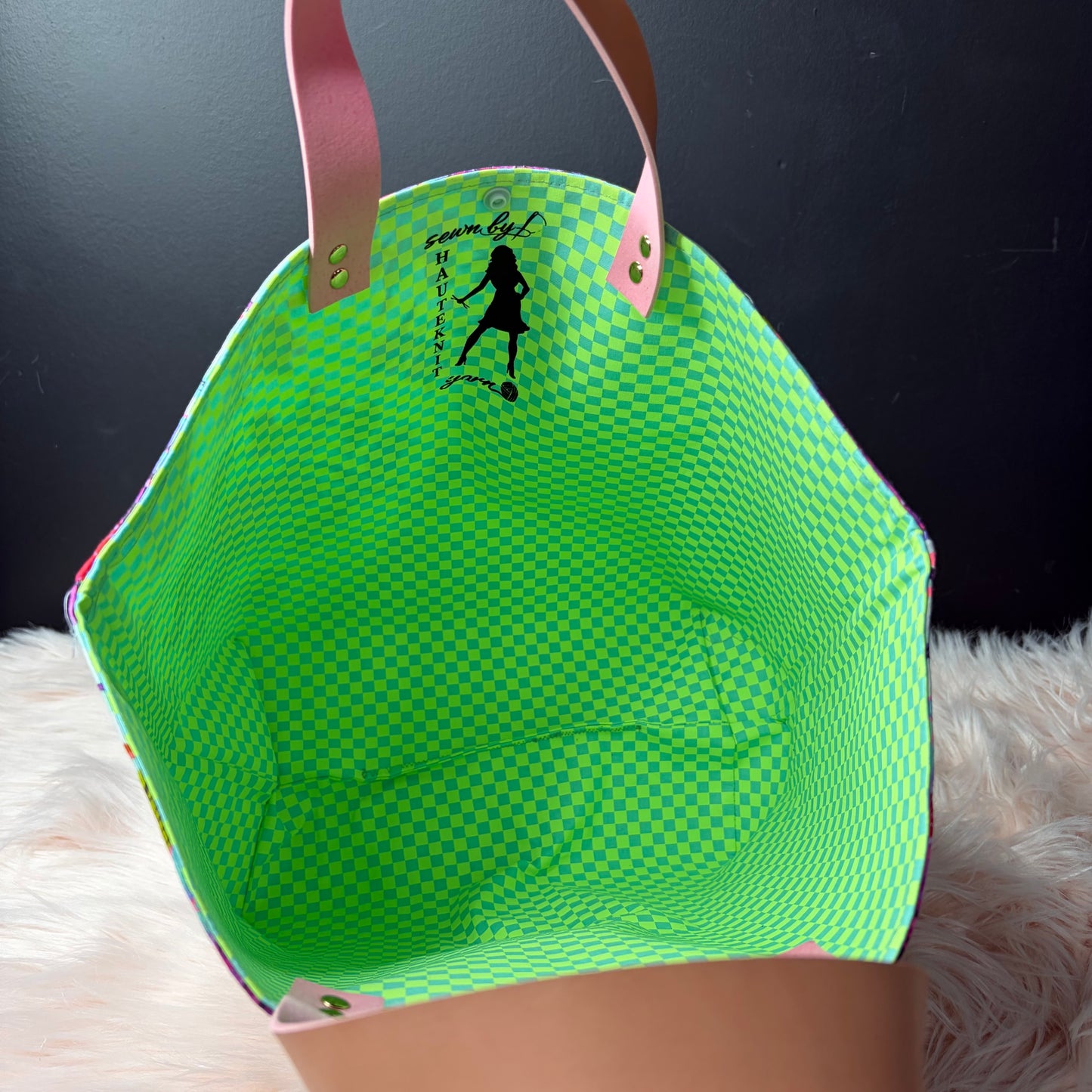 The Atelier Bag - Peony for Your Thoughts Nova - Large Project Bag- Faux Leather Handles - Made To Order