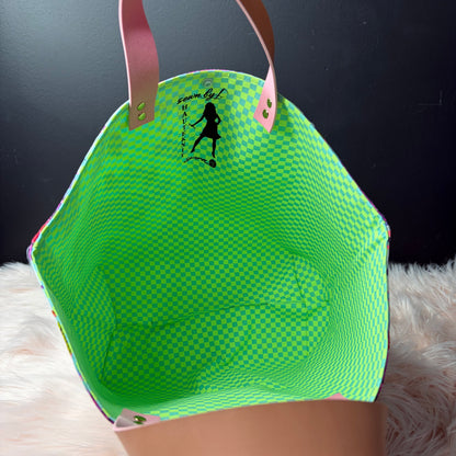 The Atelier Bag - Peony for Your Thoughts Nova - Large Project Bag- Faux Leather Handles - Made To Order