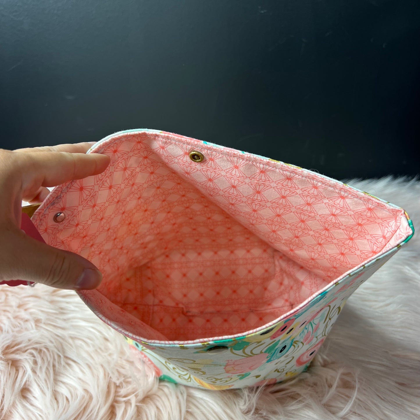 Floral with Gold Project Bag with loop