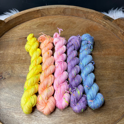 Betsy Neon Tweed Sock 5-20g  skein set- Tropical Sunset