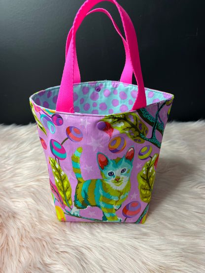 Big Kitten on Purple Project Bag with Handles