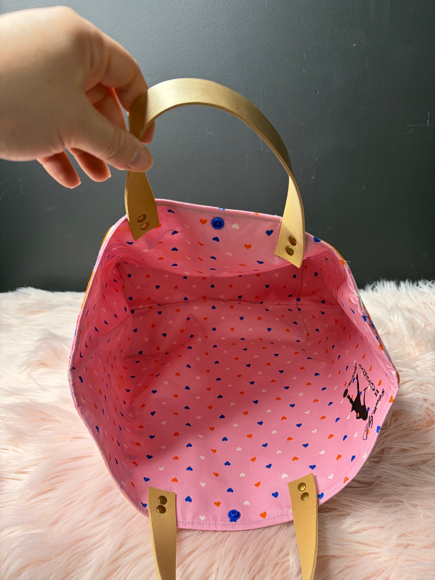 The Atelier Bag - Foxgloves Posy - Large Project Bag- Faux Leather Handles - Made To Order
