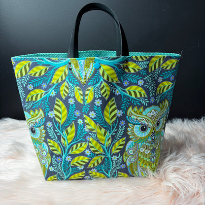 The Atelier Bag - HOOTIE PATOOTIE  STARLIGHT - Large Project Bag- Faux Leather Handles - Made To Order