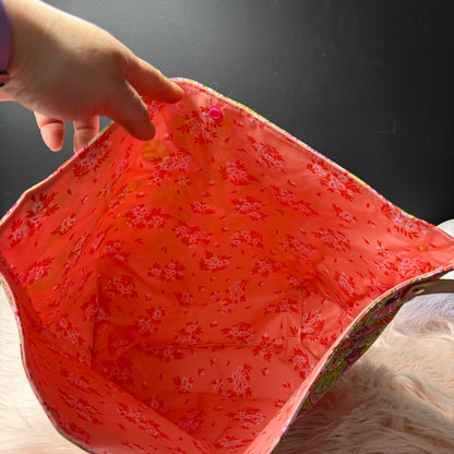 The Atelier (Large) Project Bag with Loop Pink & Orange Hootie Patootie