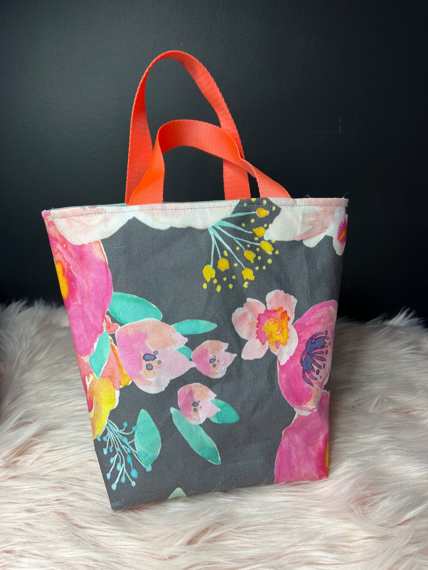 Floral Canvas Project Bag with Handles