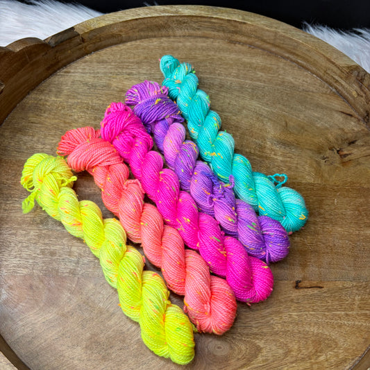 Betsy Neon Tweed Sock 5-20g skein set- Neon Rainbow