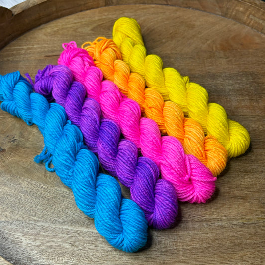 DK With Nylon 5-20g skein set- Cosmic Neon