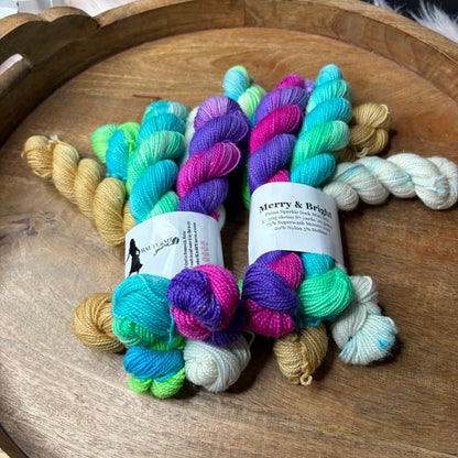 Pnina sparkle Sock 20g Mini skein set Merry & bright