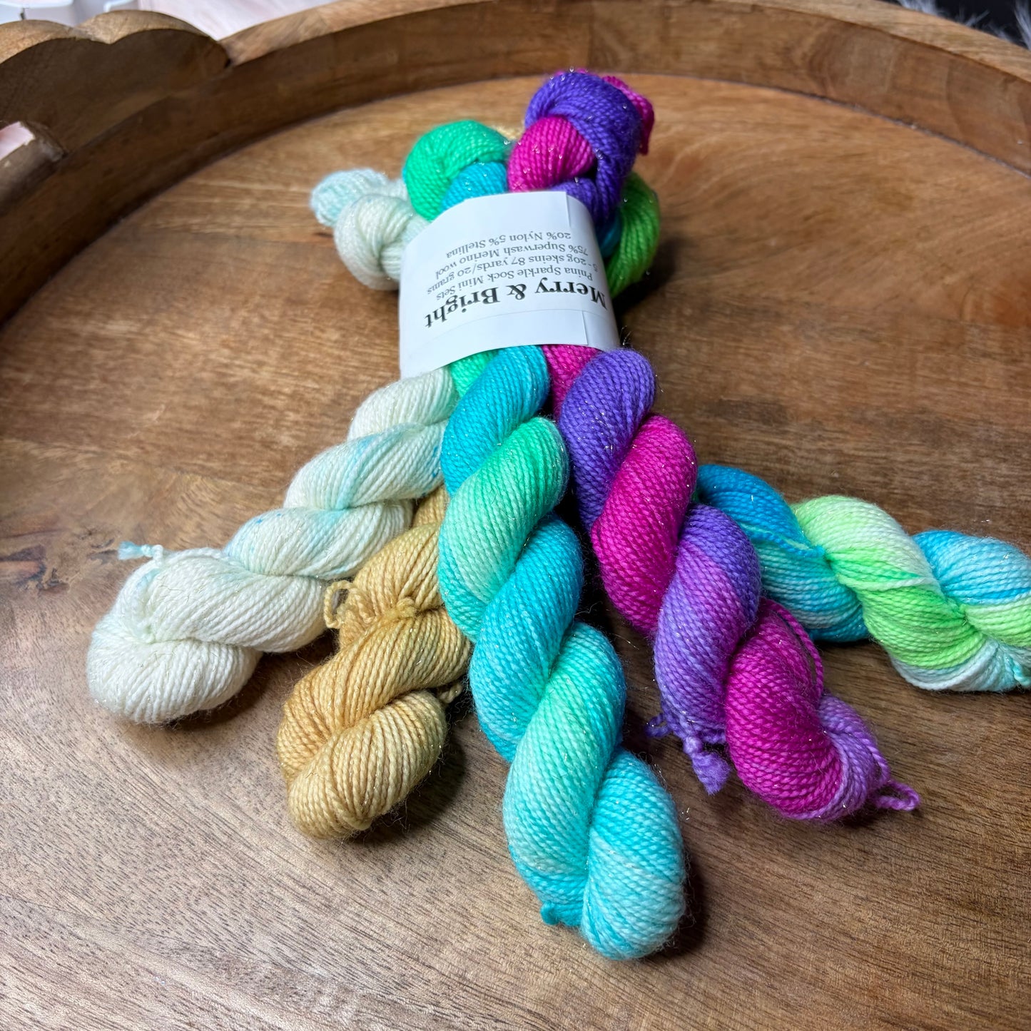 Pnina sparkle Sock 20g Mini skein set Merry & bright