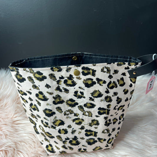 Pink & Gold Leopard Project Bag with loop