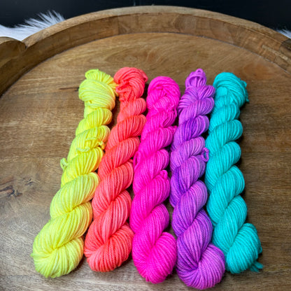 DK With Nylon 5-20g skein set- Neon Rainbow