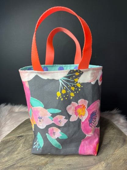 Floral Canvas Project Bag with Handles