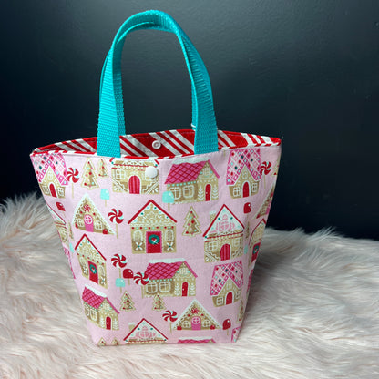 Pink Christmas Project Bag with Handles