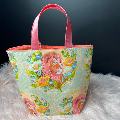 Pink Lion Project Bag with Handles