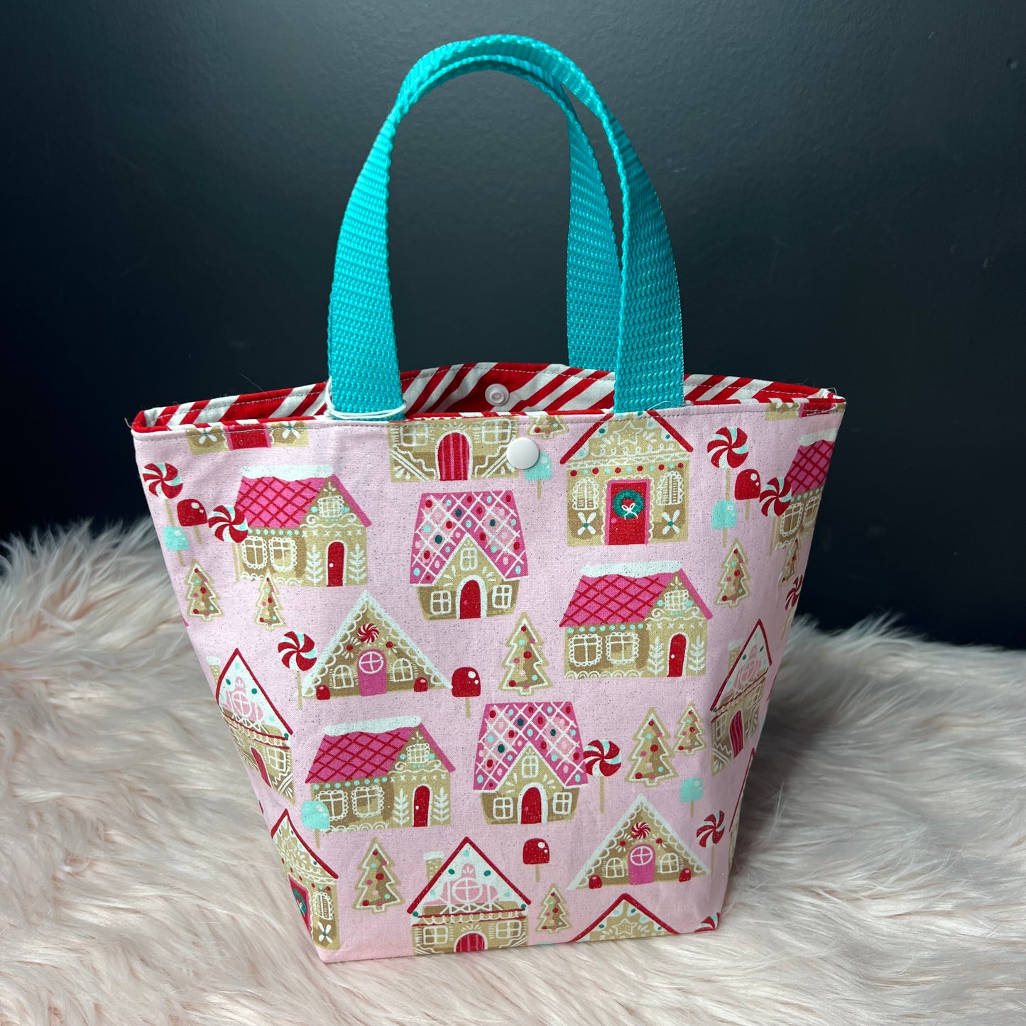 Pink Christmas Project Bag with Handles