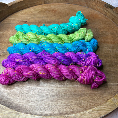 Betsy Neon Tweed Sock 5-20g skein set- Electric Garden